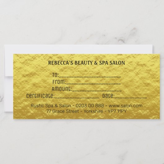 Moderne Gold Foil Business - aangepast cadeaubon (Achterkant)