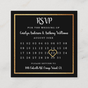 Moderne Gold Foil Calendar RSVP Informatiekaartje