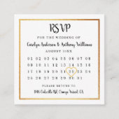 Moderne Gold Foil Calendar RSVP Informatiekaartje (Voorkant)