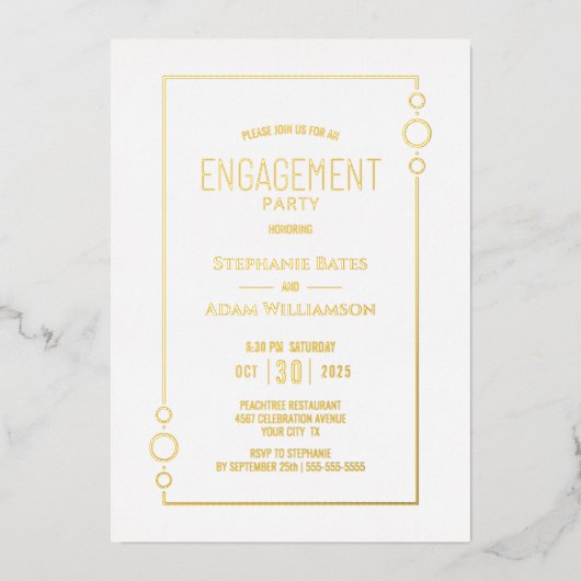 Moderne Gold Foil Engagement Party Folie Uitnodiging (Voorkant)