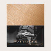 Moderne Gold Foil foto Save the Date Card Visitekaartje (Buitenkant ongevouwen)