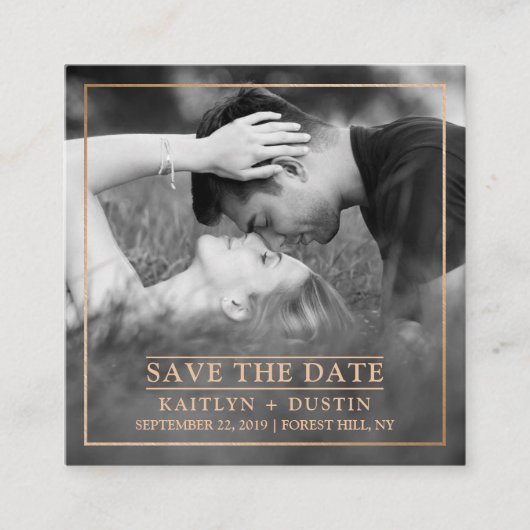 Moderne Gold Foil foto Save the Date Informatiekaartje (Voorkant)