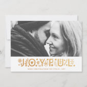 Moderne Gold Foil Joyful kerstfoto White Feestdagenkaart (Voorkant)