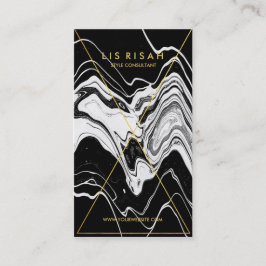 Moderne Gold Foil line Art met zwarte witte marmer Visitekaartje
