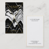 Moderne Gold Foil line Art met zwarte witte marmer Visitekaartje (Voorkant / Achterkant)