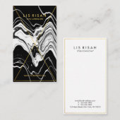 Moderne Gold Foil line Art met zwarte witte marmer Visitekaartje (Voorkant / Achterkant)