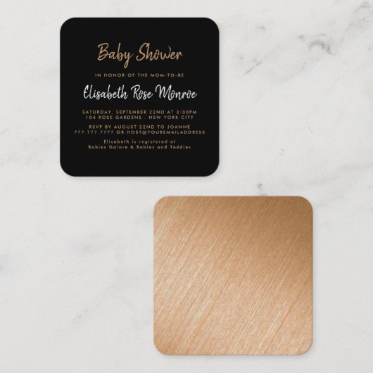 Moderne Gold Foil & Script Baby shower Ticket (Voorkant / Achterkant)