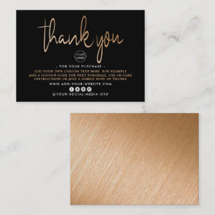 Moderne Gold Foil Script Business Hartelijk dank Informatiekaartje