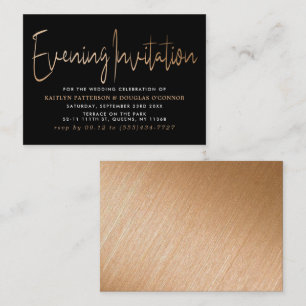 Moderne Gold Foil Script Evening Event Ticket Informatiekaartje