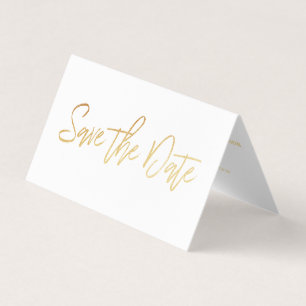Moderne Gold Foil Script Photo Save the Date Card Visitekaartje