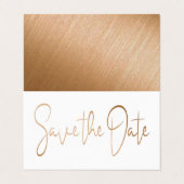 Moderne Gold Foil Script Photo Save the Date Card Visitekaartje (Buitenkant ongevouwen)