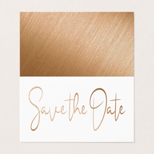 Moderne Gold Foil Script Photo Save the Date Card Visitekaartje (Buitenkant ongevouwen)