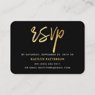 Moderne Gold Foil Script RSVP Informatiekaartje