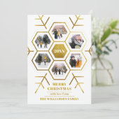 Moderne Gold Foil Snowflake 6 FotokerstKaart Kaart (Staand voorkant)