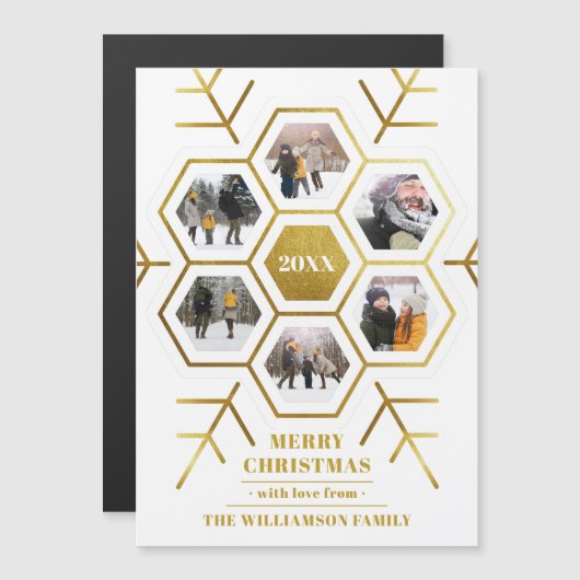 Moderne Gold Foil Snowflake kerstfeestdag foto (Voorkant / Achterkant)