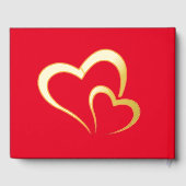 Moderne Gold Foil Verjaardag op Red Rect. Monogram Gastenboek (Achterkant)