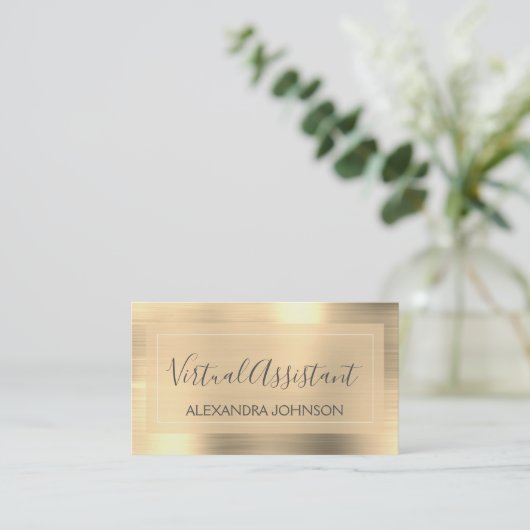 Moderne Gold Foil Virtual Assistant Visitekaartje (Staand voorkant)