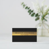 Moderne Gold Foil Visitekaartjes Black en Gold (Staand voorkant)