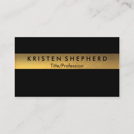 Moderne Gold Foil Visitekaartjes Black en Gold (Voorkant)