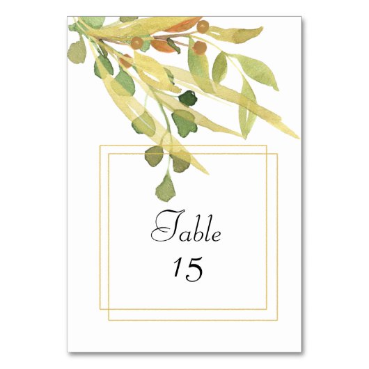 Moderne Gold Foliage Table Number Kaart (Achterkant)