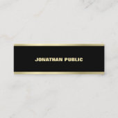 Moderne Gold Font Elegant Simple Black Plain Luxe Mini Visitekaartje (Voorkant)