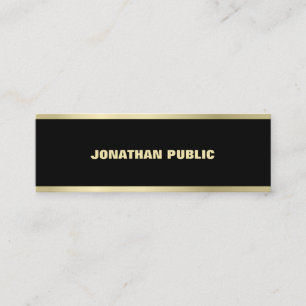 Moderne Gold Font Elegant Simple Black Plain Luxe Mini Visitekaartje