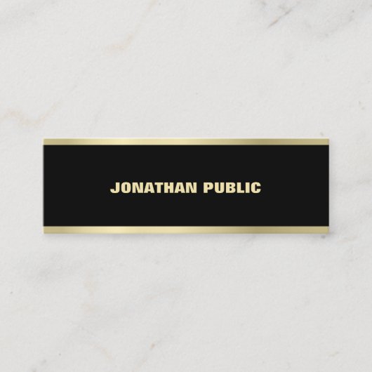 Moderne Gold Font Elegant Simple Black Plain Luxe Mini Visitekaartje (Voorkant)