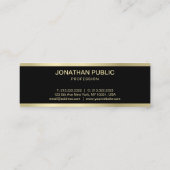 Moderne Gold Font Elegant Simple Black Plain Luxe Mini Visitekaartje (Achterkant)