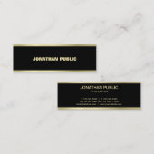 Moderne Gold Font Elegant Simple Black Plain Luxe Mini Visitekaartje (Voorkant / Achterkant)