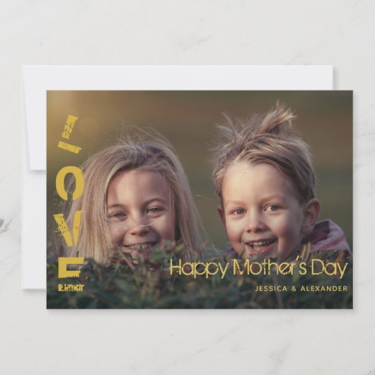 Moderne Gold Font Happy Mothers Day Fotokaart (Voorkant)