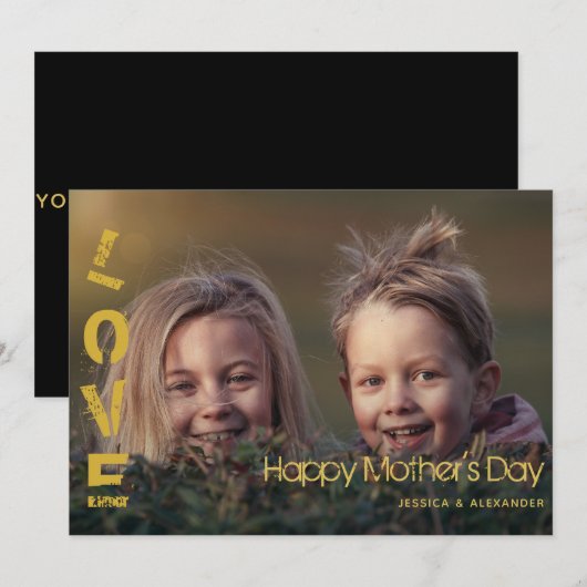 Moderne Gold Font Happy Mothers Day Fotokaart (Voorkant / Achterkant)