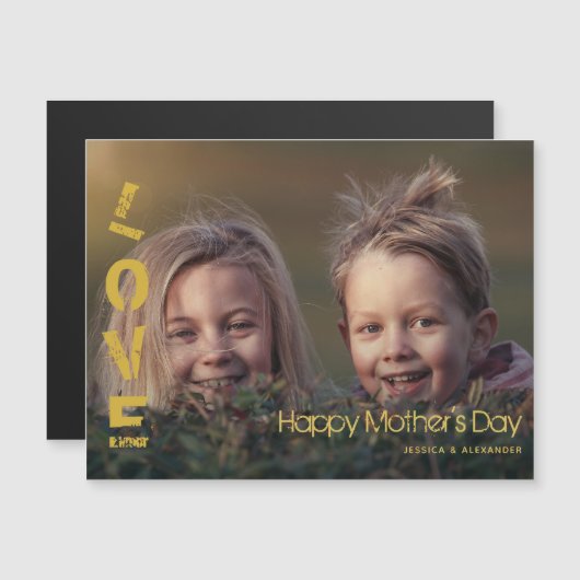 Moderne Gold Font Happy Mothers Day Fotokaart (Voorkant / Achterkant)