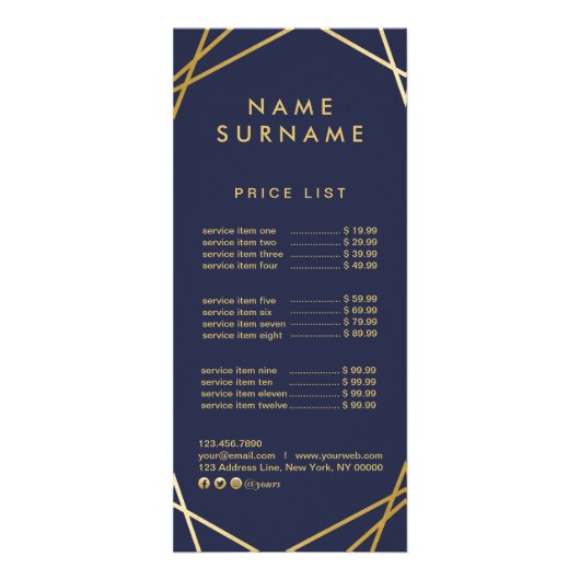 Moderne Gold Geometric Marketing RackCard Reclamekaart (Voorkant)