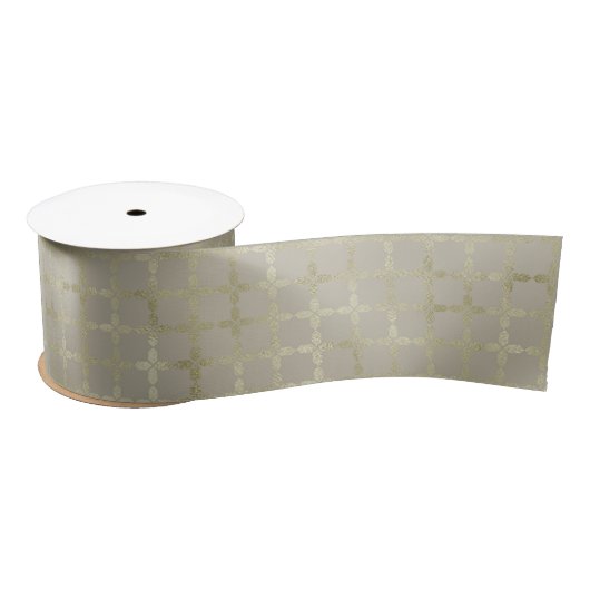 Moderne Gold Geometric Pattern Kerstmis Satijnen Lint (Spoel)
