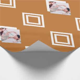 Moderne Gold Geometric Photo Print Kerstmis Cadeaupapier