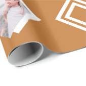 Moderne Gold Geometric Photo Print Kerstmis Cadeaupapier (Rol Hoek)