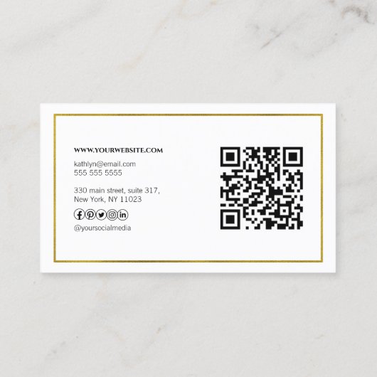 Moderne Gold Geometric QR Code Professional Visitekaartje (Achterkant)