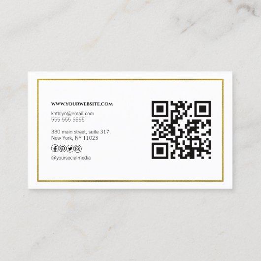 Moderne Gold Geometric QR Code Professional Visitekaartje (Achterkant)