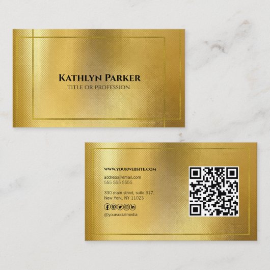 Moderne Gold Geometric QR Code Professional Visitekaartje (Voorkant / Achterkant)