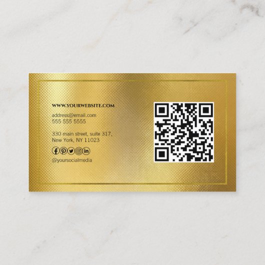 Moderne Gold Geometric QR Code Professional Visitekaartje (Achterkant)