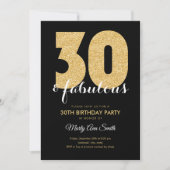 Moderne Gold Glitter 30 & Fabulous Birthday Party Kaart (Voorkant)