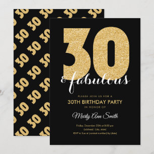 Moderne Gold Glitter 30 & Fabulous Birthday Party Kaart