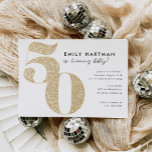 Moderne Gold Glitter 50th Birthday Party Kaart<br><div class="desc">Modern Gold Glitter 50th Birthday Party Invitation beschikt over een grote en trendy 50 in faux gold glitter.</div>
