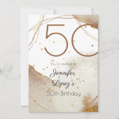 Moderne Gold Glitter 50th Birthday Party Kaart (Voorkant)