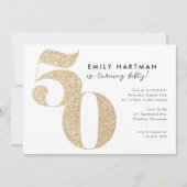 Moderne Gold Glitter 50th Birthday Party Kaart (Voorkant)