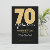 Moderne Gold Glitter 70 & Fabulous Birthday Party Kaart (Staand voorkant)