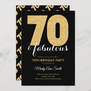 Moderne Gold Glitter 70 & Fabulous Birthday Party Kaart
