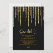 Moderne Gold Glitter Afstudeerder Party Photo Invi Kaart (Voorkant)