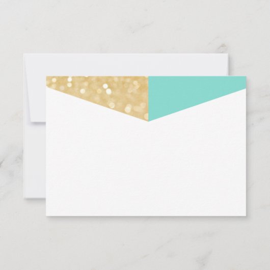 Moderne Gold Glitter & Blauwgroen RSVP-kaarten RSVP Kaartje (Achterkant)
