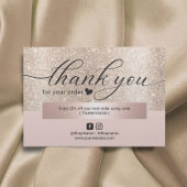 Moderne Gold Glitter Blush Pink Order Hartelijk da Bedankkaart